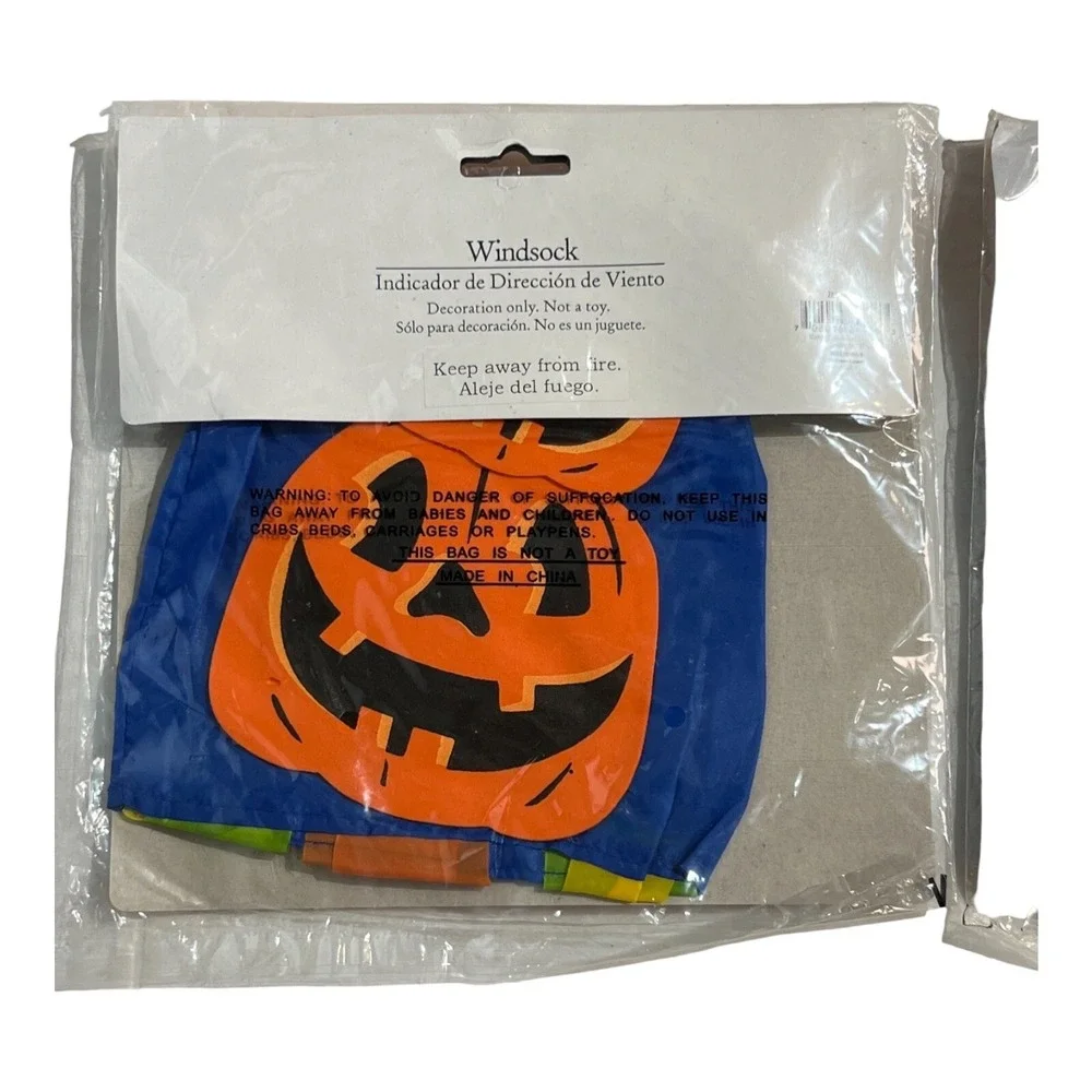 Vintage Jeanmarie Halloween Door Decoration 6' x2.5' Witch + 2 Wind Socks 1995